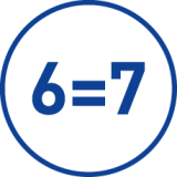 Blaues Kreissymbol mit der Gleichung 6=7, das ein mathematisches Paradoxon oder einen Fehler darstellt.